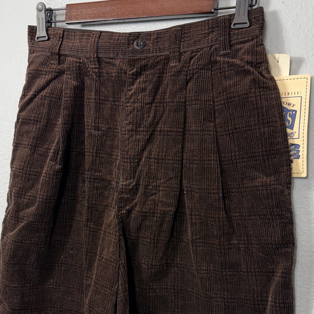NWT Deadstock Essentials‎ Corduroy Brown Plaid Shorts